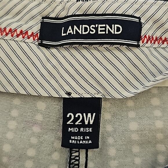 Lands' End Womens Sz 22W Blue Polka Dot Midrise Pockets Modest 11" Shorts - Picture 12 of 12